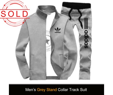 Mens Grey Stand Collar Track Suit